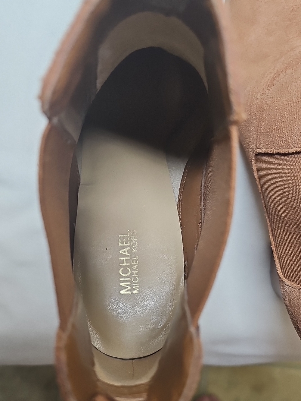 Michael Kors Lotti Suede Block Heel Ankle Booties - Brown - Picture 10 of 13